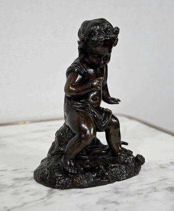 Bronze " Putto with a bow " - XIXth century