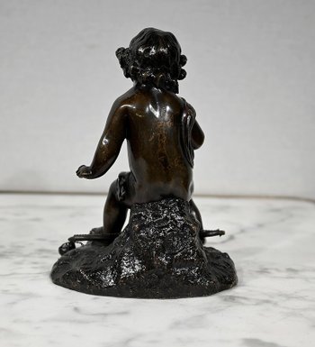 Bronze " Putto with a bow " - XIXth century