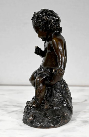 Bronze " Putto with a bow " - XIXth century