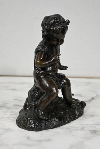 Bronze " Putto with a bow " - XIXth century