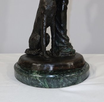 Important Bronze " The Lady with the Greyhound " after D. Chiparus - XXth