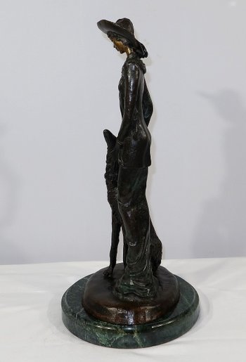 Important Bronze " The Lady with the Greyhound " after D. Chiparus - XXth