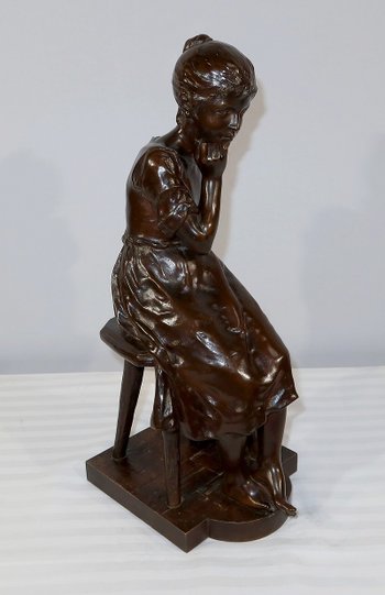 Bronzo "Ragazza seduta", di A. Massoulle - Fine XIX secolo