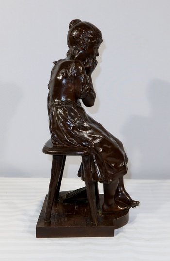 Bronzo "Ragazza seduta", di A. Massoulle - Fine XIX secolo