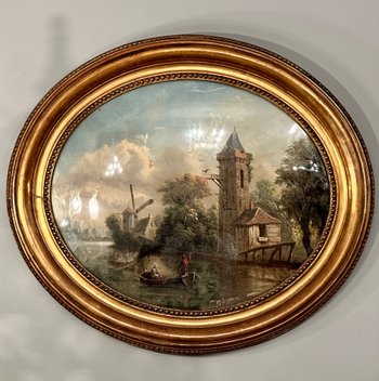 Paire De Fixés Sous Verre Epoque Louis Philippe Vers 1840