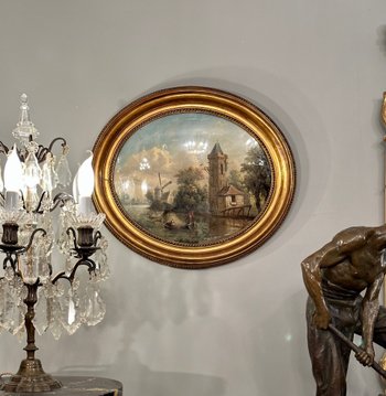 Pair Of Fixtures Under Glass Louis Philippe Period About 1840