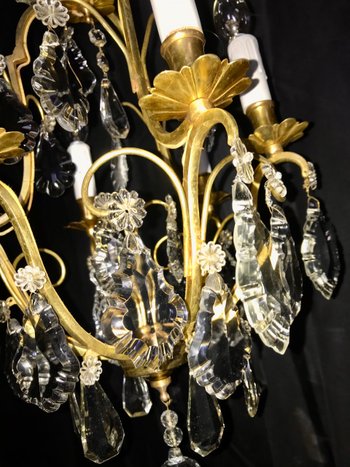 Louis XV style chandelier 6 lights crystal