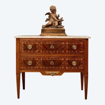 Chest of Drawers In Marquetry Late 18th Century