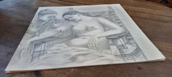 Disegno a matita grigia/ La morte di Cleopatra