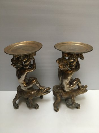 Two late eighteenth bronze cherubs