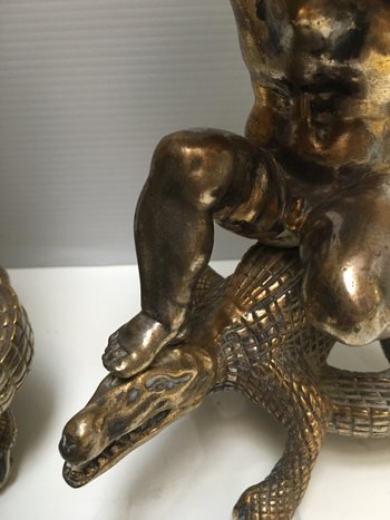 Two late eighteenth bronze cherubs