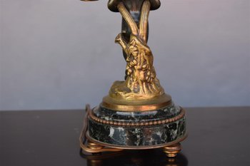 Louis XVI Kerzenständer Aus vergoldeter Bronze und Patina