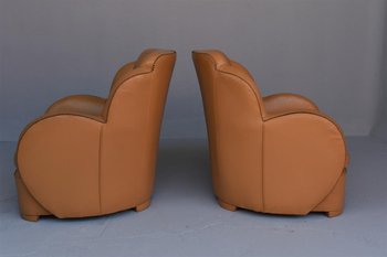 Pair Of Art Deco Leather Paquebot Armchairs