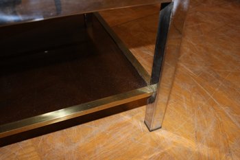 Square chrome and brass side table by Willy Rizzo circa 1970