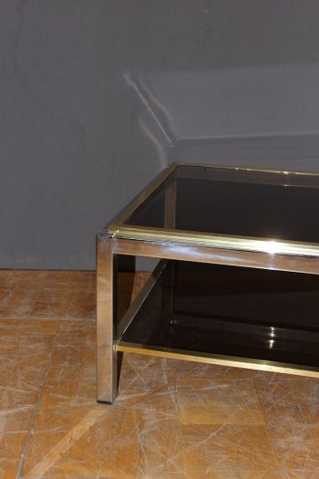 Square chrome and brass side table by Willy Rizzo circa 1970