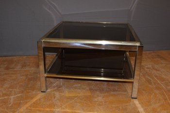 Square chrome and brass side table by Willy Rizzo circa 1970