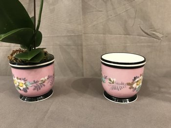 Pair Of 19th Century Porcelain Mini Planters