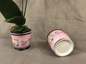 Pair Of 19th Century Porcelain Mini Planters