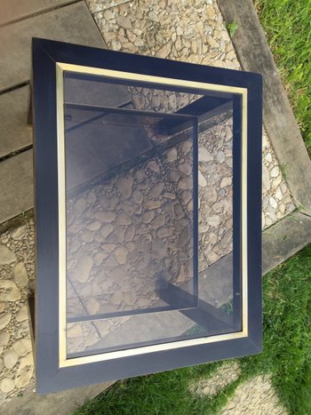 Pair of blackened wood and brass end tables circa 70