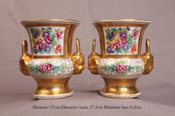 Pair Of Old Paris Porcelain Pot Pots 19th C.