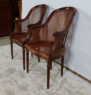 Pair of Mahogany Armchairs, Louis XVI Style - Early 20th Century