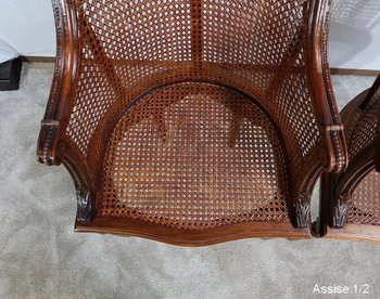 Pair of Mahogany Armchairs, Louis XVI Style - Early 20th Century