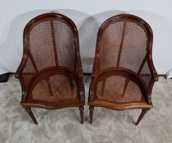 Pair of Mahogany Armchairs, Louis XVI Style - Early 20th Century