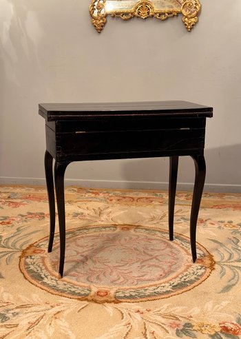 Black Lacquered Tric Trac Game Table, Louis XV Period Around 1750