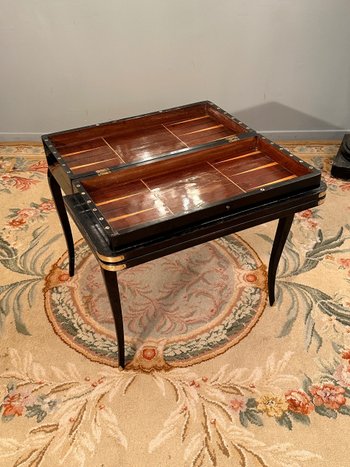 Black Lacquered Tric Trac Game Table, Louis XV Period Around 1750