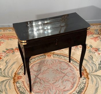 Black Lacquered Tric Trac Game Table, Louis XV Period Around 1750