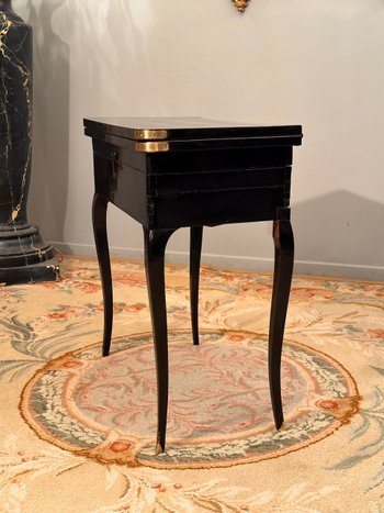 Black Lacquered Tric Trac Game Table, Louis XV Period Around 1750