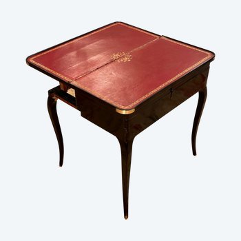 Black Lacquered Tric Trac Game Table, Louis XV Period Around 1750