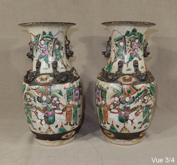 Paire de Vases en Porcelaine de Nankin, Chine – Fin XIXe