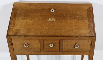 Kleines Bureau de Pente aus Eiche im Directoire-Stil - 2. Teil des 19. Jahrhunderts