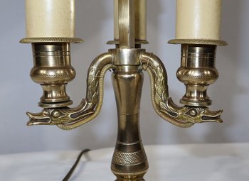 Lampada Bouillotte in bronzo dorato, gusto Impero - 1900