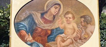 Large decorative painting Virgin and Child / Giuseppe Mazzei XIXth