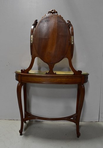 Atypical Rognon Dressing table in solid Walnut, Louis XVI style - Early XXth century