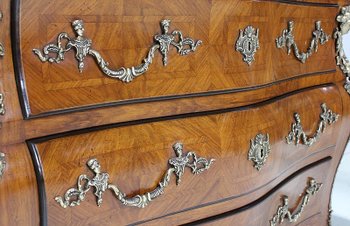 Chest of drawers in Blond Mahogany, Regency style - Mid 20th century