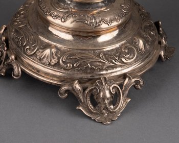 Large Solid Silver Candlestick, 19th Century