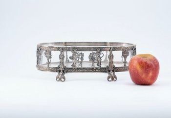 Centerpiece In Silvered Bronze And Crystal, 19th Century