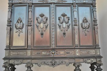 Important Blackened Wood Cabinet Renaissance Style Nineteenth Columns