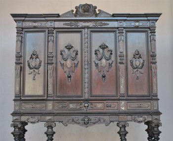 Important Blackened Wood Cabinet Renaissance Style Nineteenth Columns