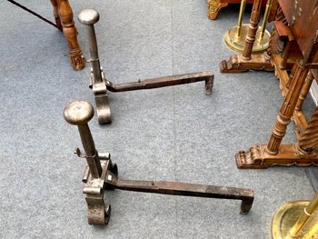 Pair Of Andirons In Wrought Iron, XVIIth Century