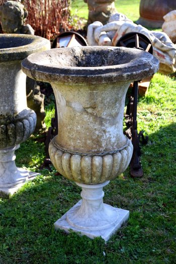 Pair Of Medici Vases In Marble, 19th Century