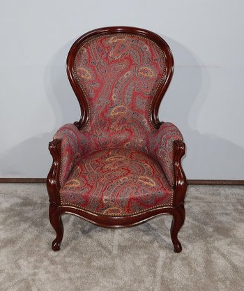 Kleine Bergère aus Mahagoni im Stil von Louis XV, Epoche Napoleon III - Mitte 19.