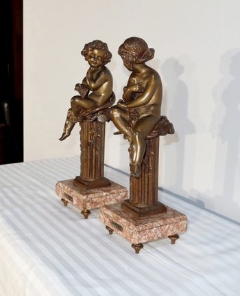 Paire de statuettes « L’Insouciant et la Rêveuse » par A. Moreau – Fin XIXe