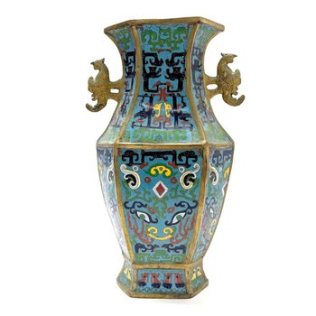 Coppia Di Vasi Cloisonne Fine Ottocento