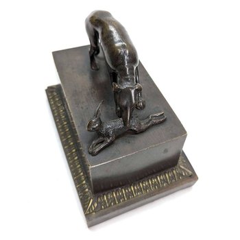 Bronze Restoration Inkwell With Rabbit Hunting Dog Decor