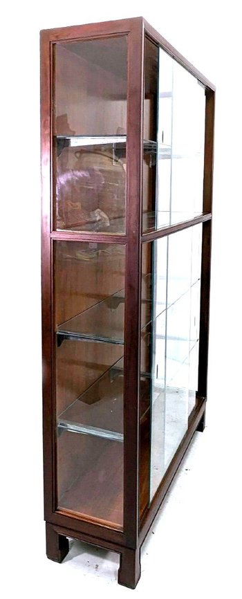 Asian Store Showcase With Sliding Door In Exotic Wood 1930s