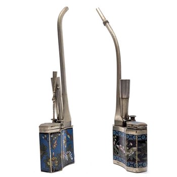 Fake Pair Of Water Pipe In Cloisonne Decor